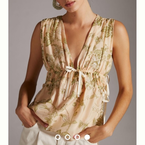 NWT Anthropologie Mon Renn Sleeveless Neutral Motif Blouse Size XS - Picture 16 of 16